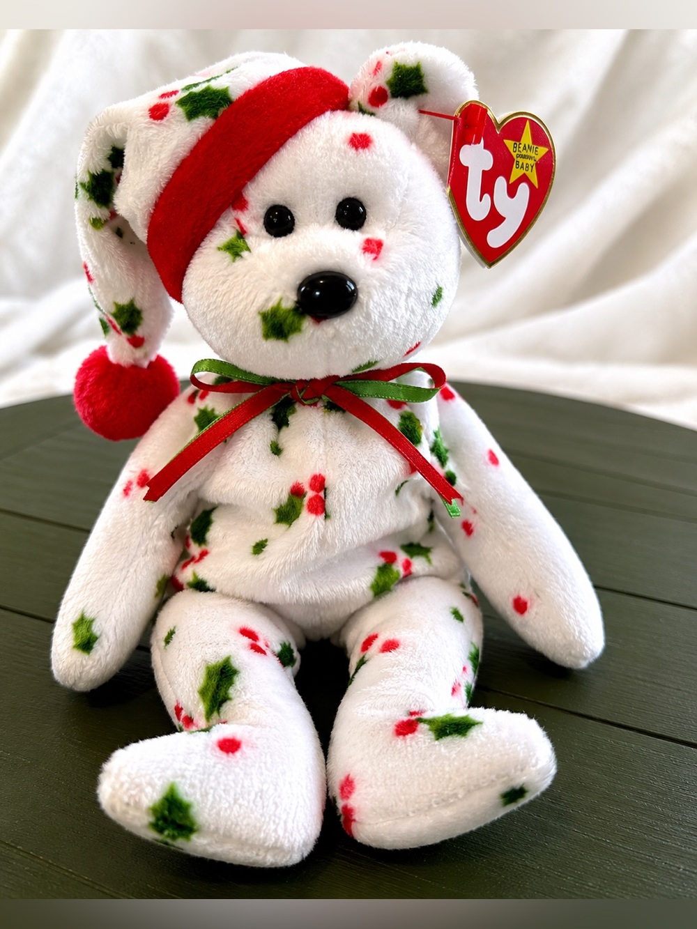 TY Beanie Baby 1998 Holiday Teddy Bear Christmas Plush w/ Tag Retired Vintage‎